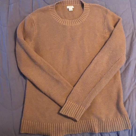 J.CREW Mercantile Sweater Womens Tan Merino Wool Blend Crew Neck Pullover - Picture 2 of 3